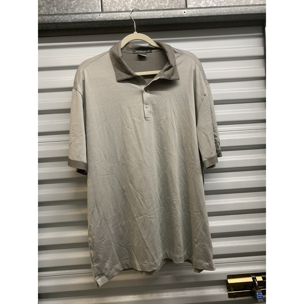Men's Nike Fit Dry Tiger Woods Platinum Short Sleeve Button Polo Shirt XL Gray